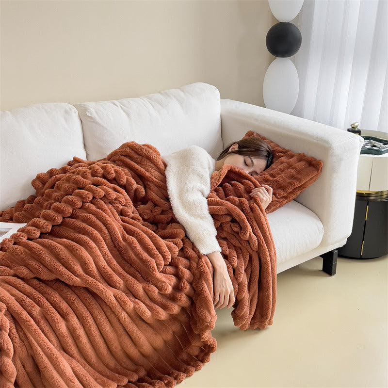 Cozy Ribbed Flannel Blanket – Ultra Soft & Warm Throw