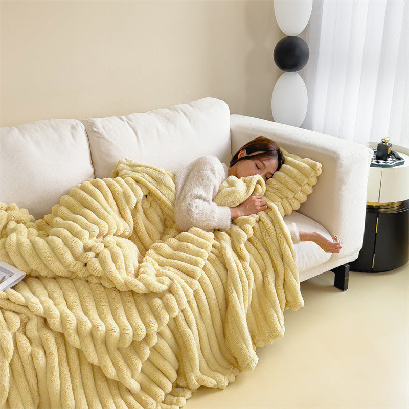 Cozy Ribbed Flannel Blanket – Ultra Soft & Warm Throw