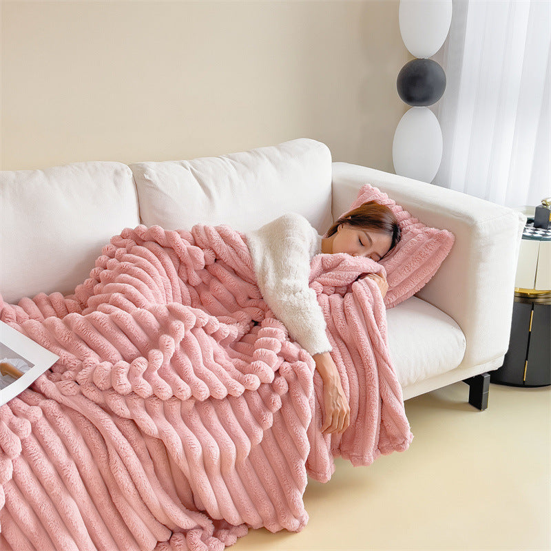 Cozy Ribbed Flannel Blanket – Ultra Soft & Warm Throw