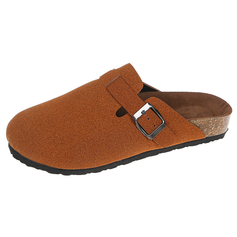 Cozy Suede Buckle Slip-On Clogs