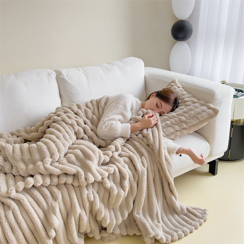 Cozy Ribbed Flannel Blanket – Ultra Soft & Warm Throw
