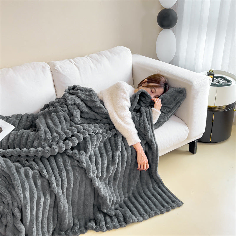 Cozy Ribbed Flannel Blanket – Ultra Soft & Warm Throw