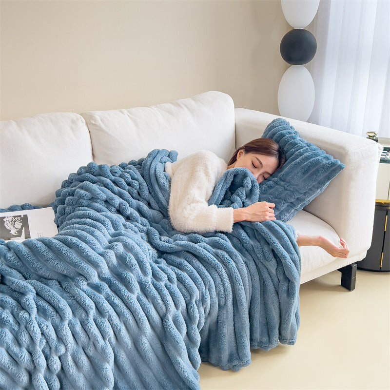 Cozy Ribbed Flannel Blanket – Ultra Soft & Warm Throw