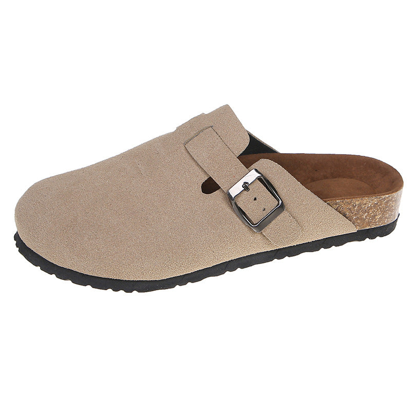 Cozy Suede Buckle Slip-On Clogs