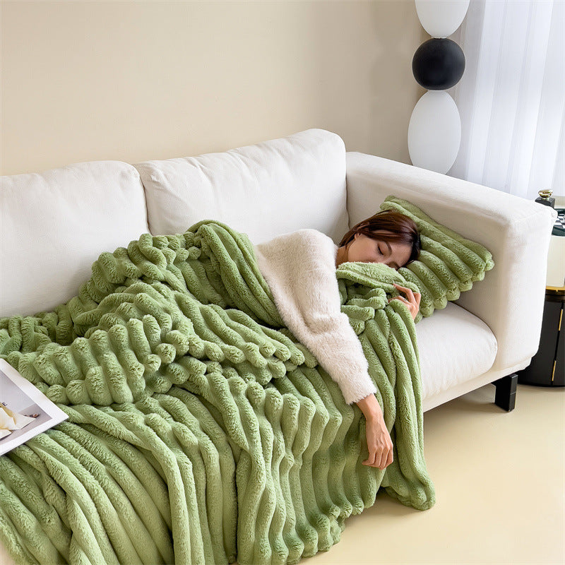 Cozy Ribbed Flannel Blanket – Ultra Soft & Warm Throw