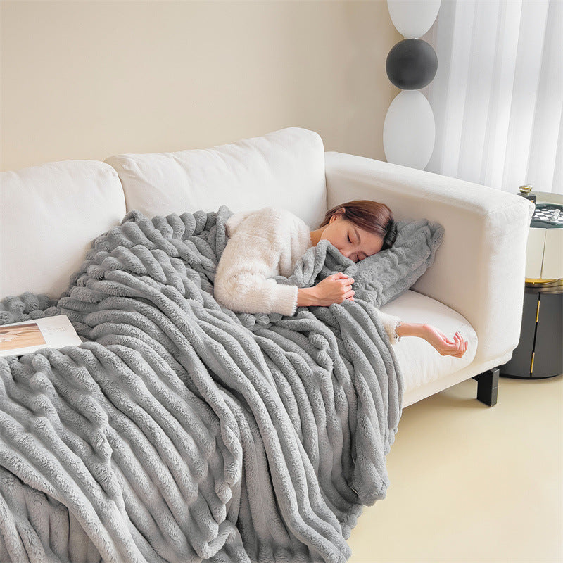 Cozy Ribbed Flannel Blanket – Ultra Soft & Warm Throw
