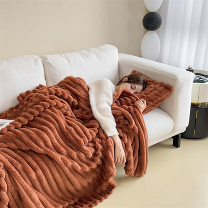 Cozy Ribbed Flannel Blanket – Ultra Soft & Warm Throw