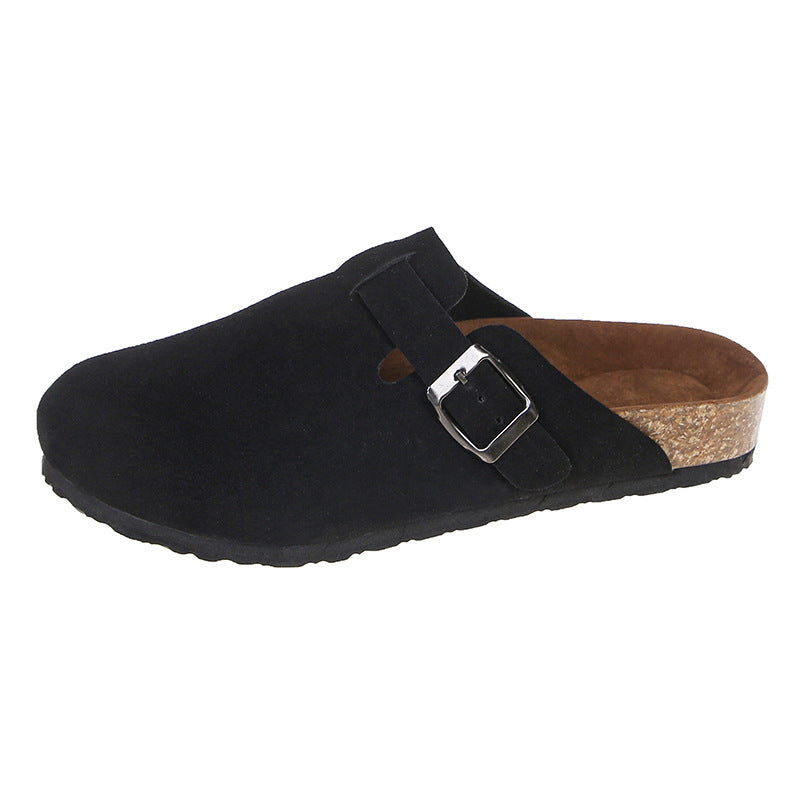 Cozy Suede Buckle Slip-On Clogs