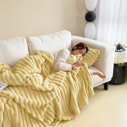 Cozy Ribbed Flannel Blanket – Ultra Soft & Warm Throw