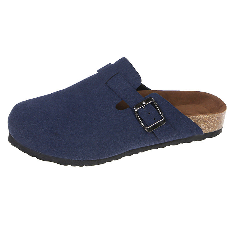Cozy Suede Buckle Slip-On Clogs