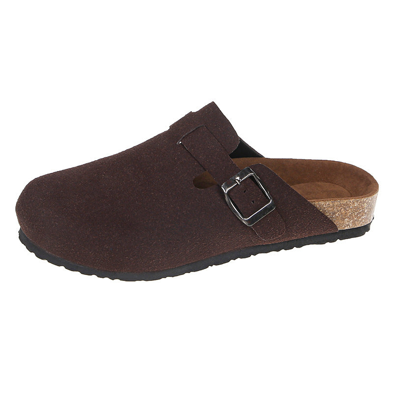 Cozy Suede Buckle Slip-On Clogs